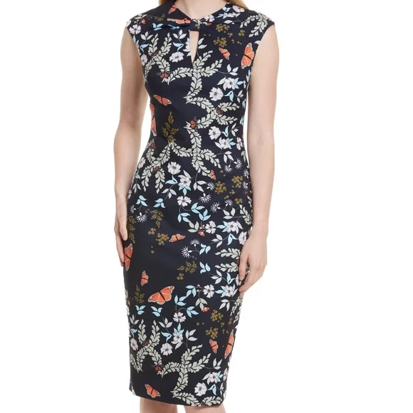 NWT $315 Ted Baker London Kiarra Kyoto Gardens Sheath Dress in size 0! - Picture 1 of 8
